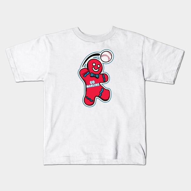 Miami Marlins Gingerbread Man Kids T-Shirt by Rad Love